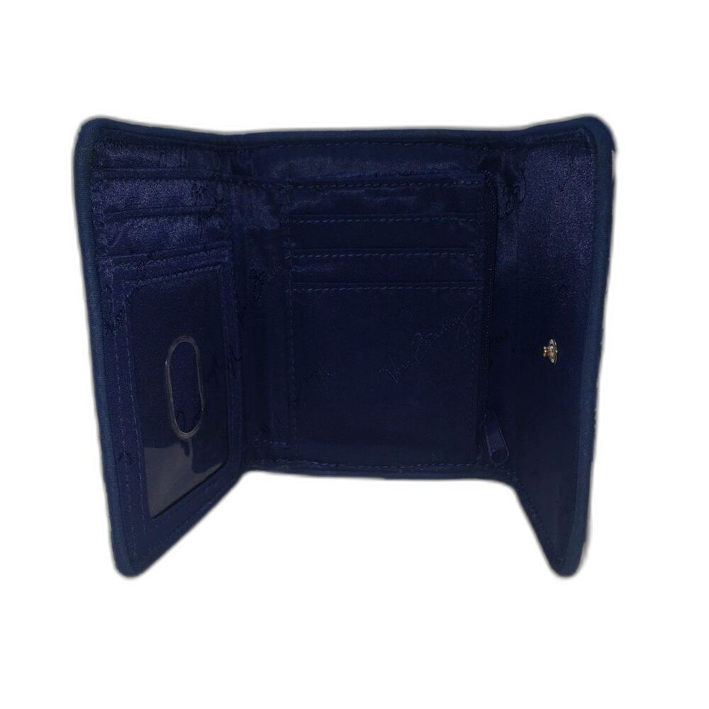 Vera Bradley Trifold Wallet Petite Colbalt Tile Blue and White Quilted Cotton - Picture 3 of 4